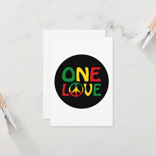 One Love, Reggae design Karte (Vorderseite/Rückseite Beispiel)