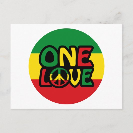 One Love, Reggae-Design mit Reggae-Farben Postkarte (Vorderseite)