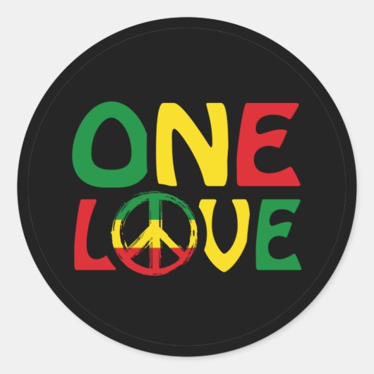 One Love, Reggae design Runder Aufkleber (Vorderseite)