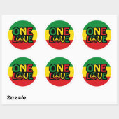 One Love, Reggae design with reggae colors Runder Aufkleber (Blatt)