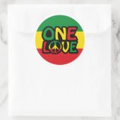 One Love, Reggae design with reggae colors Runder Aufkleber (Tasche)