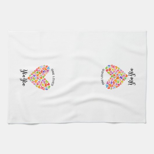 One Love YiaYia Heart Geschirrtuch (Horizontal)