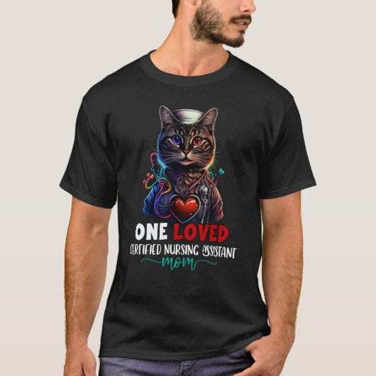 One Loved Certified Nursing Assistant Mom Cat Moth T-Shirt (Vorderseite)