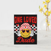 One Loved Dude Checkered Heart Valentines Day Boys Karte (Gelbe Blume)