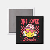 One Loved Dude Checkered Heart Valentines Day Boys Magnet (Vorderseite/Rückseite)