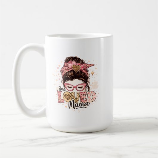 One Loved Mama Cute Leopard Heart Mom Quote Kaffeetasse (Links)