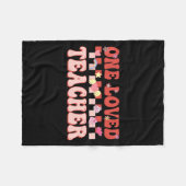 One Loved Teacher Happy Valentines Day Retro Groov Fleecedecke (Vorderseite (Horizontal))