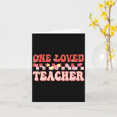One Loved Teacher Happy Valentines Day Retro Groov Karte (Gelbe Blume)