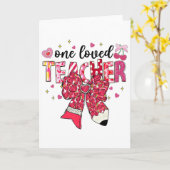 One Loved Teacher Teacher Valentine Pencil Bow  Karte (Gelbe Blume)