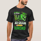 One Lucky 2nd Grade Teacher Pencil Shamrock St Pat T-Shirt (Vorderseite)