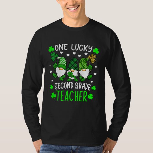 One Lucky 2nd Second Grade Teacher Gnome St Patric T-Shirt (Vorderseite)