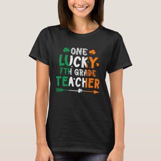One Lucky 7th Grade Teacher St Patricks Day Irish  T-Shirt (Vorderseite)