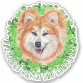 One Lucky Akita Inu Long Coat St Patrick Dog Aufkleber (Vorderseite)
