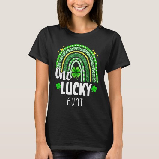 One Lucky Aunt Leopard Print Rainbow St Patricku20 T-Shirt (Vorderseite)