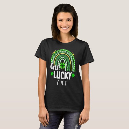 One Lucky Aunt Leopard Print Rainbow St Patricku20 T-Shirt (Vorne ganz)