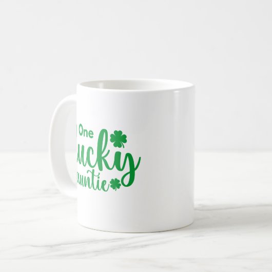 One Lucky Auntie Cute St Patrick Day Kaffeetasse (Vorderseite Links)