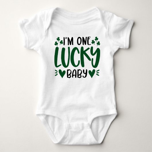 One Lucky Baby Kleeblatt Clover St. Patricks Day Baby Strampler (Vorderseite)