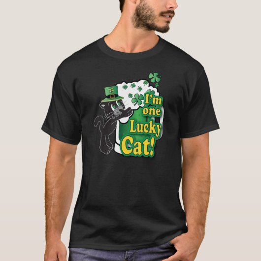 One 🍀 Lucky Beer Drink Irish Cat T-Shirt (Vorderseite)