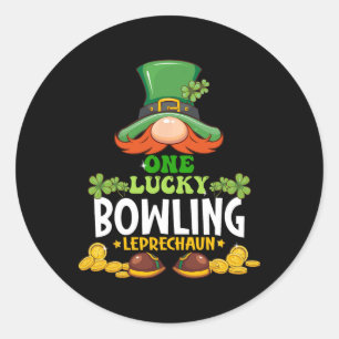 One Lucky Bowling Leprechaun St Patricks Day Runder Aufkleber