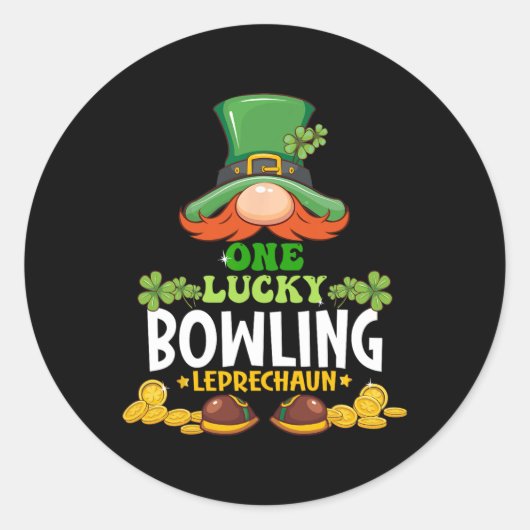 One Lucky Bowling Leprechaun St Patricks Day Runder Aufkleber (Vorderseite)