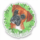 One Lucky Boxer Funny St Patrick Dog Aufkleber (Vorderseite)