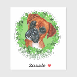 One Lucky Boxer Funny St Patrick Dog Aufkleber