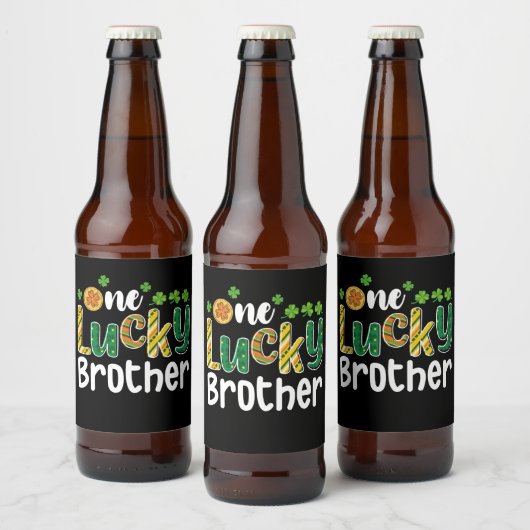One Lucky Brother Matching Family St Patrick's Day Bierflaschenetikett (Flaschen)