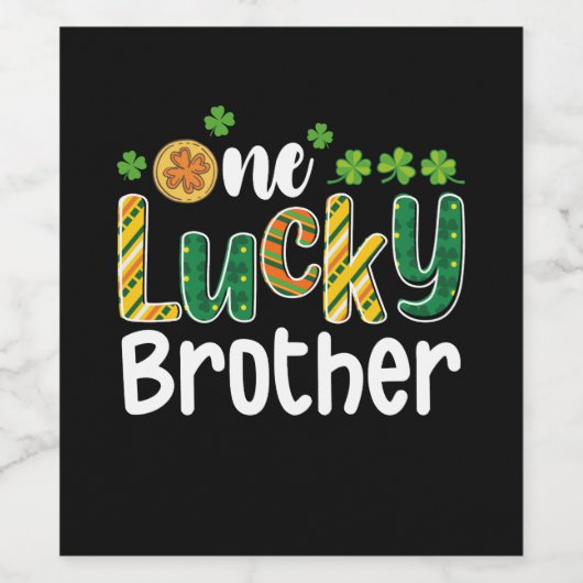 One Lucky Brother Matching Family St Patrick's Day Weinetikett (Einzelnes Label)