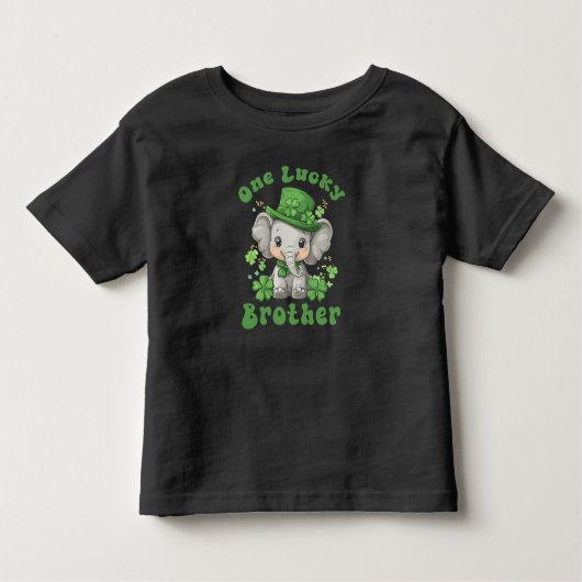 One Lucky Brother, Niedlicher Elefant St.Patrick Kleinkind T-shirt (Vorderseite)