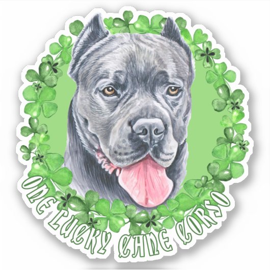 One Lucky Cane Corso Funny St Patrick Dog Aufkleber (Vorderseite)