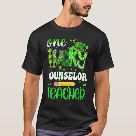 One Lucky Counselor Teacher Pencil Shamrock St Pat T-Shirt (Vorderseite)