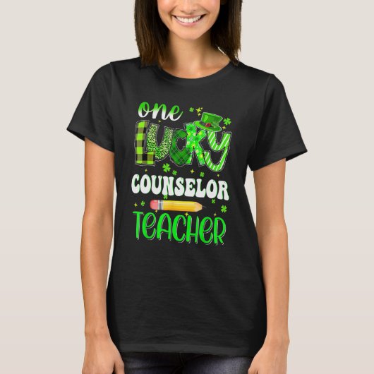 One Lucky Counselor Teacher Pencil Shamrock St Pat T-Shirt (Vorderseite)