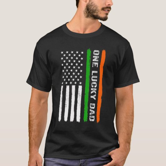 One Lucky Dad Irish American Flag Ireland St Patri T-Shirt (Vorderseite)