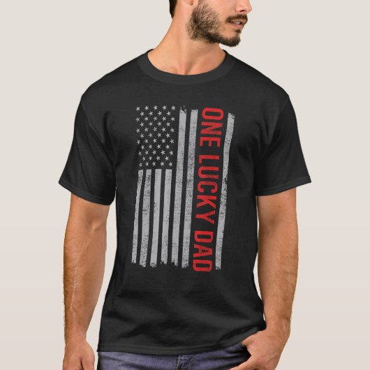 One Lucky Dad, US Flag Funny Father's Day Dad From T-Shirt (Vorderseite)