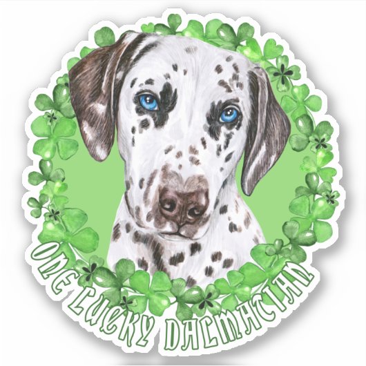 One Lucky Dalmatiner Funny St Patrick Dog Aufkleber (Vorderseite)