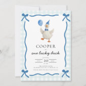 One Lucky Duck 1. Geburtstag Einladung (Vorderseite)