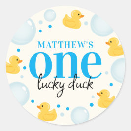 One Lucky Duck 1. Geburtstagsgunst Runder Aufkleber