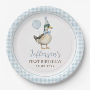 One Lucky Duck Baby Blue Balloon 1. Geburtstag Pappteller