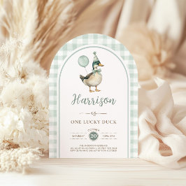 One Lucky Duck Balloon 1. Geburtstag Boho Arch Einladung