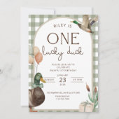 One Lucky Duck Birthday Invitation Boys First Birt Einladung (Vorderseite)