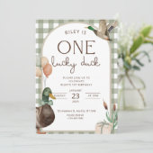 One Lucky Duck Birthday Invitation Boys First Birt Einladung (Stehend Vorderseite)