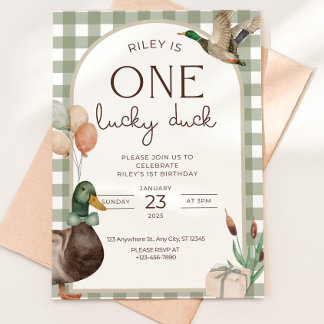 One Lucky Duck Birthday Invitation Boys First Birt Einladung