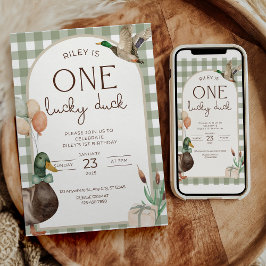 One Lucky Duck Birthday Invitation Boys First Einladung