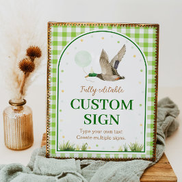 One Lucky Duck Birthday Party Table Sign Poster