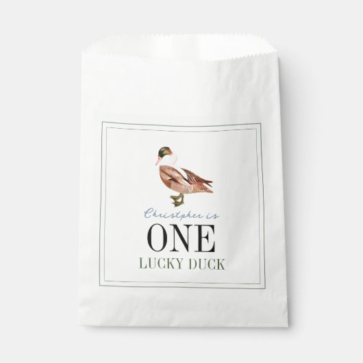 One Lucky Duck Boy 1. Geburtstag Geschenktütchen (Vorderseite)