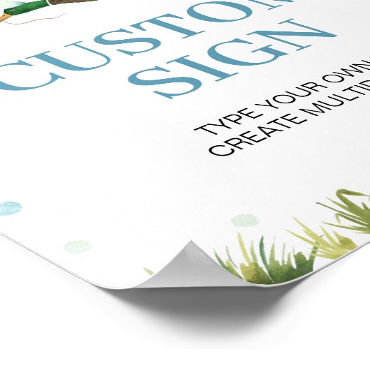 One Lucky Duck Boy Birthday Party Table Sign Poster (Ecke)