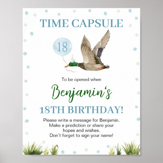 One Lucky Duck Boy Birthday Time Kapsel Zeichen Poster (Vorne)