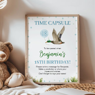 One Lucky Duck Boy Birthday Time Kapsel Zeichen Poster