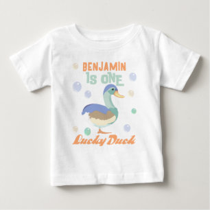 One Lucky Duck & Bubbles Erster Geburtstag Pastete Baby T-shirt