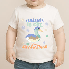 One Lucky Duck & Bubbles Erster Geburtstag Pastete Baby T-shirt